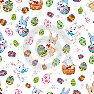 Seamless pattern Easter bunnies