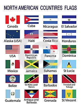 North American Countries Flags