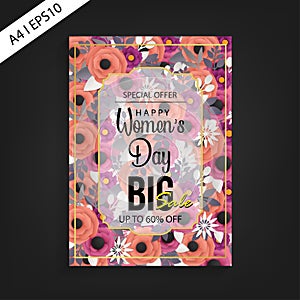 Happy women`s day big sale flyer template