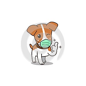 Vector cartoon cute dog wearing hygienic mask photo