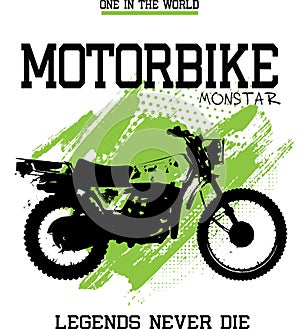 Motorbike monstar design pattern grunge