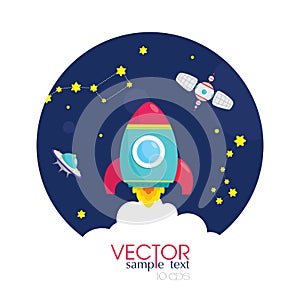 Space rocket launch. Start up business concept. Space background