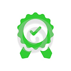 Badge, certificate, medal, quality, reward, Award Plaque, Award Ribbon. Green color award icon