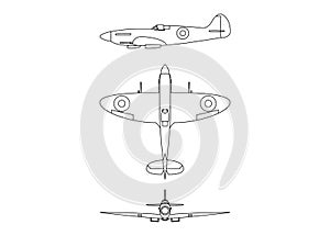 Supermarine Spitfire line illustration