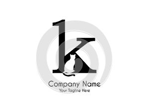 Abstract,Unique and minimal alphabet letter k with a hidden cat