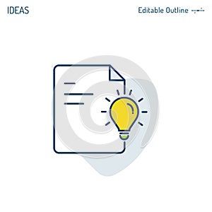 Brainstorming, Idea icon, Initiate Strategy, Creative thinking,Bulb icon, Document, Corporate Business office files, Editable stro photo