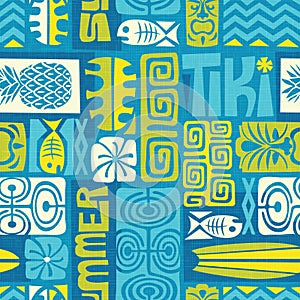 Seamless Exotic Tropical Tiki Pattern photo