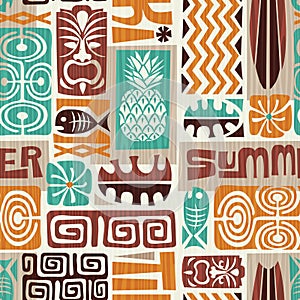 Seamless Exotic Tropical Tiki Pattern photo