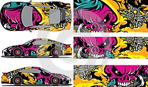 Vector car decal, abstract graphics racing design for vehicle Sticker vinyl wrap photo