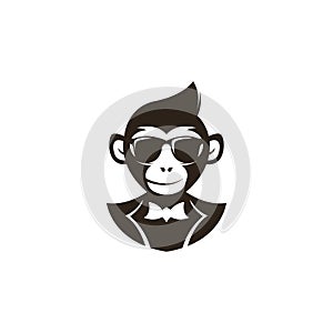 Monkey head logo template vector. Monkey face logo template vector. Ape logo template