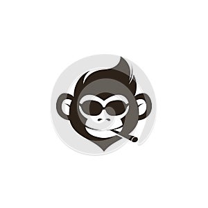 Monkey head logo template vector. Monkey face logo template vector. Ape logo template