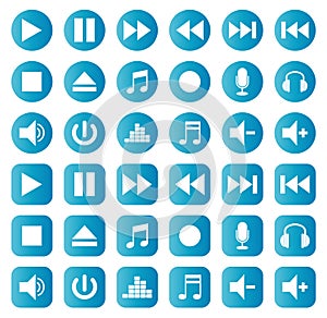 Bottons music icons vector set color