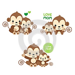 Mom and baby monkey.