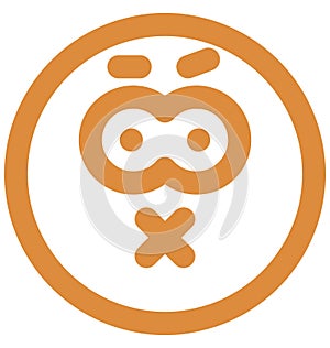 sealed lips, horror face Vector Isolated Icon which can easily modify or edit