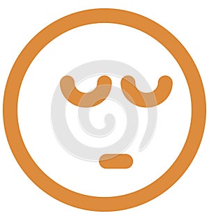 Print bemused face, emoticons Vector Isolated Icon which can easily modify or edit