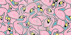 Flamingo seamless pattern vector pink Flamingos exotic bird summer tropical cartoon tile background repeat wallpaper scarf isolate