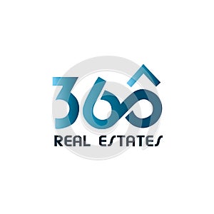 360 vector logo. Real estates emblem.