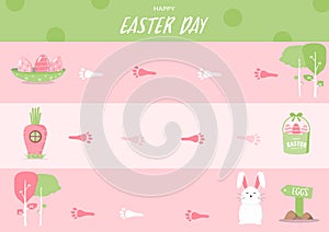 Frame of board Easter game ,Funny frame,Board games,rabbit, eggs,Vector illustrations