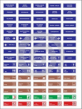 Turkish signage models, hazard sign, prohibited sign, occupational safety and health signs, warning signboard, fire emergency sign