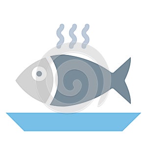 Print Cooked fish Isolated Vector icon which can easily modify or edit