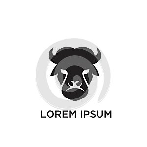 Head face Flat luxury bull buffalo ox logo icon design vector illustration