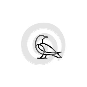 Pigeon dove black line outline isolated background logo icon design vector illustration