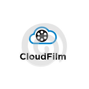 Sky cloud film icon logo vector illustration design