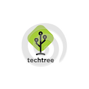 Tech tree technology computer net system vector logo icon illustration design