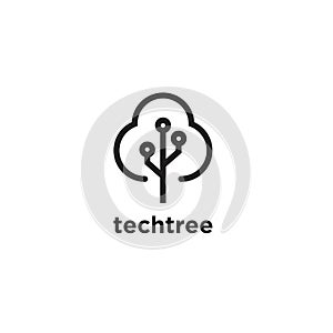 Tech tree technology computer net system vector logo icon illustration design