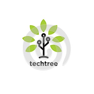 Tech tree technology computer net system vector logo icon illustration design
