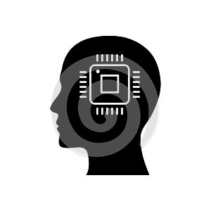 digital human head, brain, technology, head, memory, creative technology mind, artificial intelligence black icon