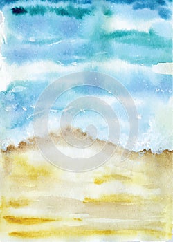 Watercolor beach top view abstract seascape illustration