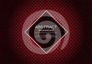 Abstract vector luxury red circle mesh pattern on black with diamond banner white frame template design modern background
