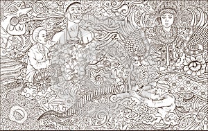 Indonesia asia culture outline handdrawing  illustration photo