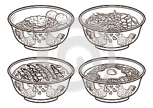Indonesia asia food outline handdrawing illustrations photo