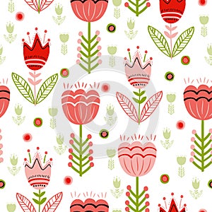 Seamless surface folk flower pattern