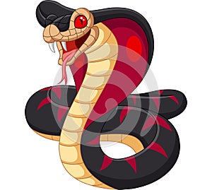 Cartoon king cobra snake on white background