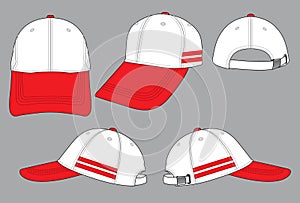 Baseball Cap Design Vector White / Red