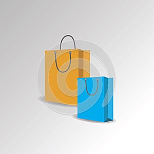 Realistic shopping bag mockup in different sizes.