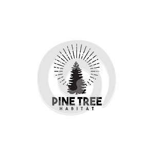 Pine tree logo design vector for logging company inspiration