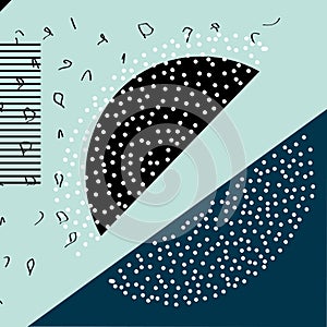 Trendy geometric elements memphis cards. Geometric style texture, pattern and geometric elements.