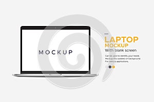 Laptop imac mockup banner with blank screen isolated on background photo