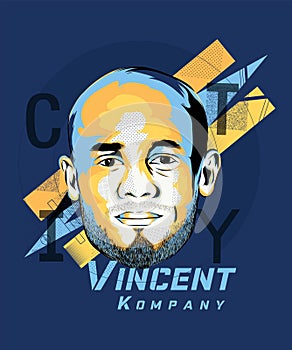 Digital art of Vincent Kompany - Belgian footballer.