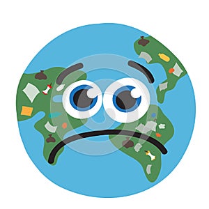 Planet Earth and trash on it. Global problems.