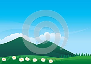 Beautiful mountain landscape view vector illustration