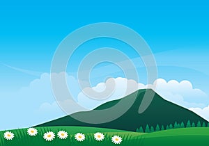 Beautiful mountain landscape view vector illustration