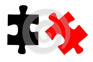 Set of two puzzle pieces on white background
