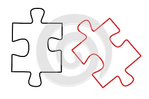 Set of two puzzle pieces on white background