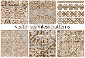 Oriental seamless vector patterns set