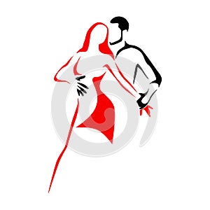 Salsa dance school logo. Couple dancing latin music photo